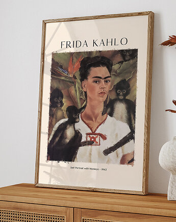 Plakat Reprodukcja Frida Kahlo - Autoportret z małpami, OKAZJE - Prezent na Dzień Kobiet