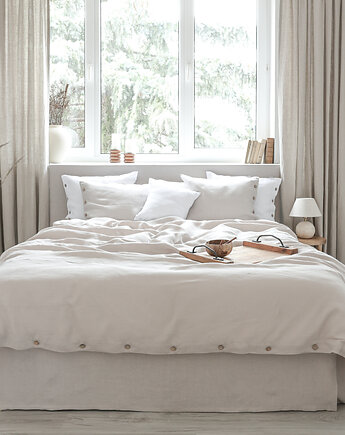 Lniana Poszewka Na Kołdrę GUZIKI ALMOND MILK, so linen!