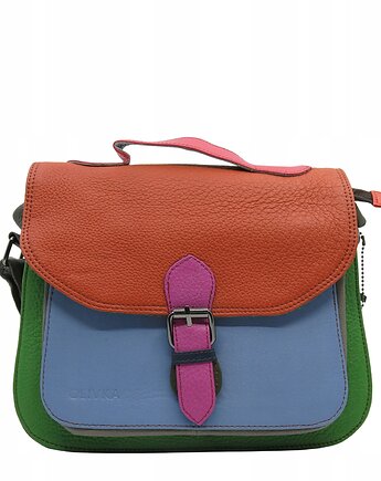 Torebka do ręki na ramię skórzana damska oryginalna kolorowa OLIVKA, Olivka Warsaw