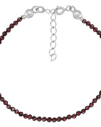 Bransoletka srebrna z kamieni naturalnych granat 2 mm, Bring Biżuteria