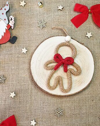 Bombka ciastek/ pierniczek z włóczki - ozdoba na choinkę, Włóczkopis