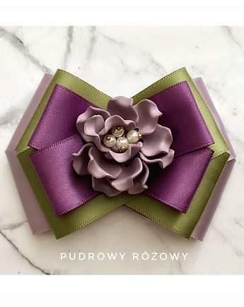 Fioletowo - khaki Brosza z kwiatem 3d NEW, Pudrowy Różowy