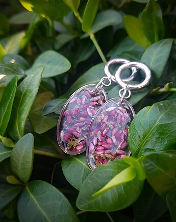 Długie kolczyki wiszące z wrzosem, Figa handmade accessories
