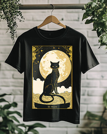Koszulka - Kocia karta Tarota - Księżyc, The Moon #12, Black Sapphire Art