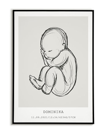Plakat METRYCZKA kontur DZIECKO linie M76, Bajkowe Obrazki