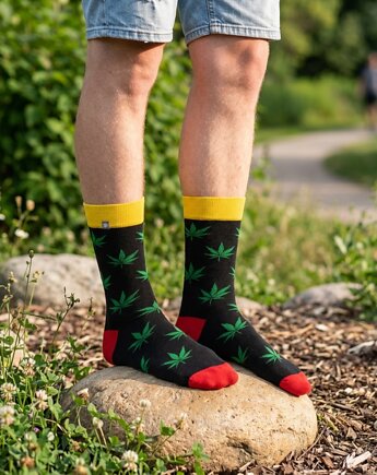 Kolorowe Skarpetki Liście Konopi, 4LCK