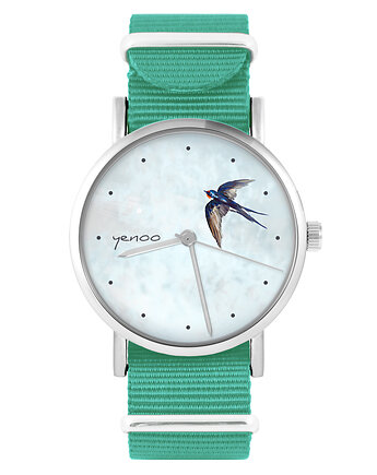 Zegarek -  Jaskółka - turkusowy, nylonowy, yenoo