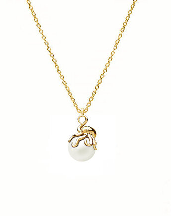 Ośmiornica z białą perłą- naszyjnik srebro złocone, ISSI Jewelry