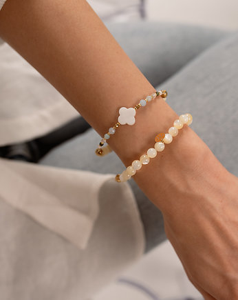 Bransoletka z Masą Perłową Akwamarynem i Amazonitem, w hand works