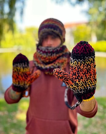 Męskie rękawiczki MERINO 50% ,,Ciemna jesień, Brain Inside