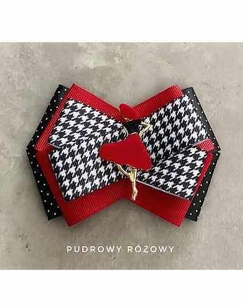 Brosza Glamour w pepitkę  z Damą NEW, Pudrowy Różowy