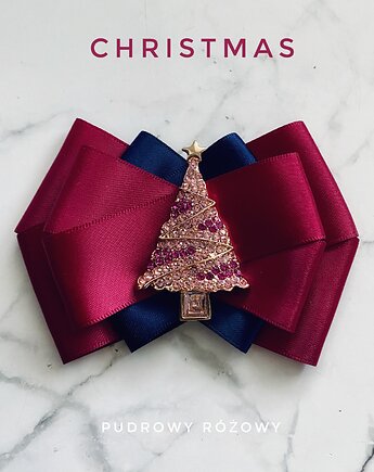 Brosza z Choinką Mikołajki Święta, Pudrowy Różowy