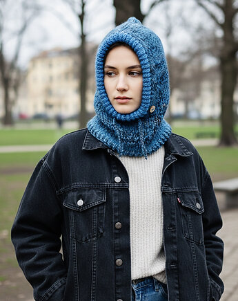 Ciepła balaclava oversize kominiarka kaptur zamiast czapki z wełną, splotomaniaa