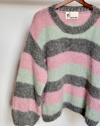 Sweter z alpaki i wełny naturalnej zrobiony ręcznie, Konevka store