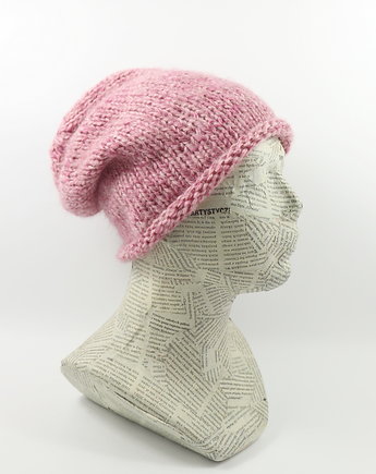 Luźna czapka beanie różowa nerd hipster krasnal, RękaProduction