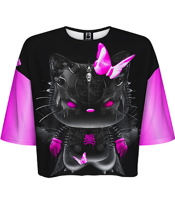 DR.CROW T-shirt Krótki CROP Kitty Punk, DrCrow