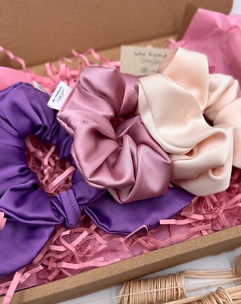 Zestaw satynowych scrunchies, wu handmade