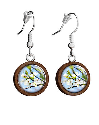 Kolczyki drewniane - Kwitnące kwiaty - wiszące, yenoo