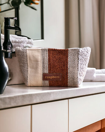 Kosmetyczka MIDI patchwork kolory ziemi, raspberi