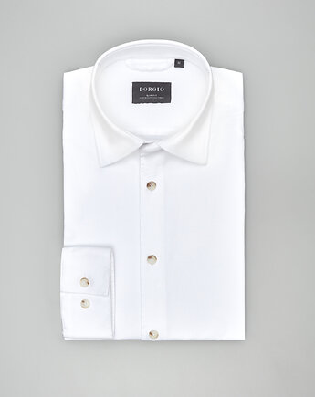 Koszula terranova 00552 długi rękaw biały slim fit, BORGIO