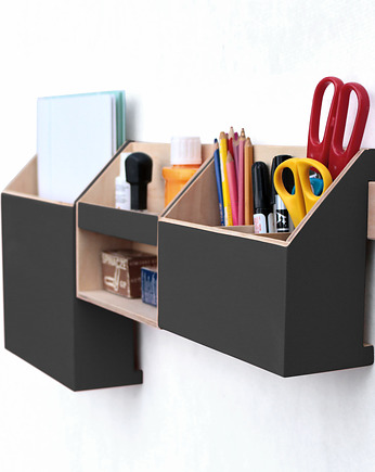 Organizer - zestaw na ścianę - Czarny, Clock Wood Studio