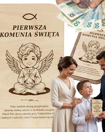 Pamiątka Pierwszej Komunii Prezent dla Chłopca Pudełko Koperta na Pieniądze, smxdsgn