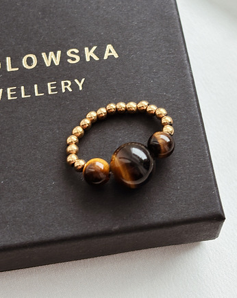 Pierścionek elastyczny Tygrysie Oko, Chmolowska Jewellery