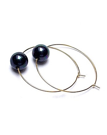 Kolczyki pozłacane Alloys Collection /one pearl/ navy blue , KiKa pracownia