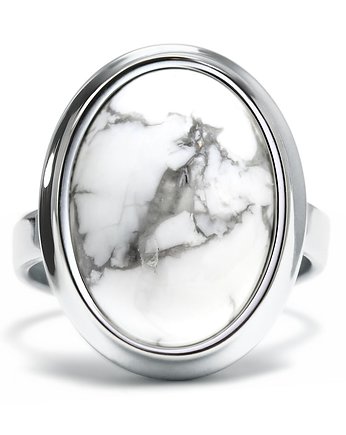 Stone - Srebrny pierścionek z  howlitem, Kuźnia Srebra
