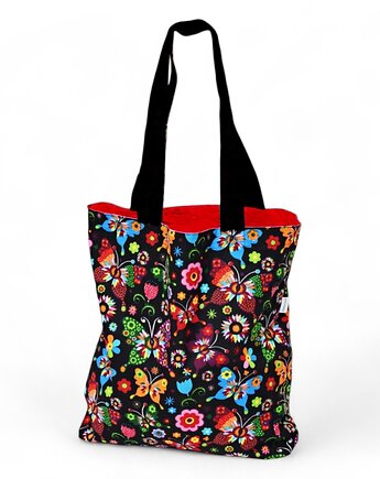Torba na zakupy shopperka eko siatka torba na ramię shopper motyle folk, Uszyciuch