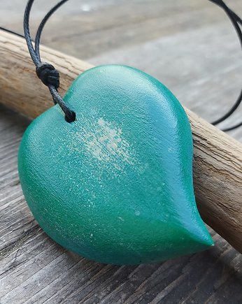 Naszyjnik wisior z drewna zielone serce, ZAMIŁOWANIA - wymarzony prezent