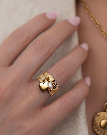 Złoty pierścionek z wisiorkiem ze stali szlachetnej Isara, Paraiso