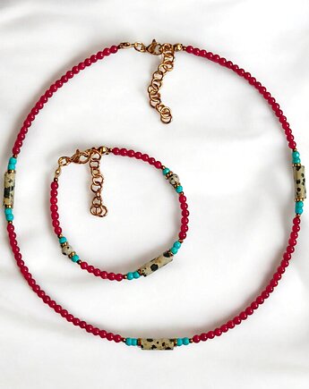 RAZEM TANIEJ: komplet INDIA : koral, magnezyt, jaspis, hematyt, kaktusia