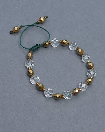 Bansoletka z kryształkami i hematytem na sznureczku, AT NOON