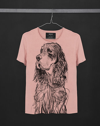 Scottish Setter Dog light pink T-shirt Woman, SELVA