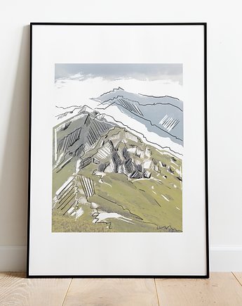 Plakat grafika z serii "Tatry" wysokie góry natura wspinaczka, Anita Korynek