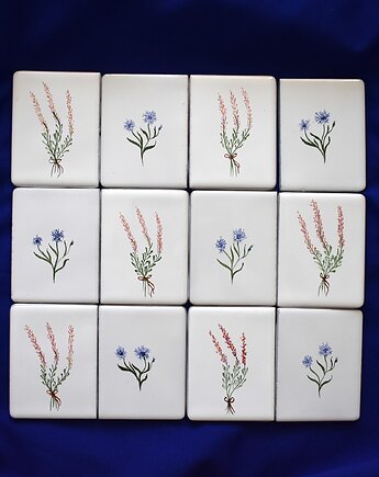 Kafle ręcznie malowane- kwiaty, Kobaltowa Sroka