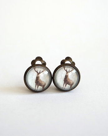 Klipsy - Jeleń 3 - antyczny brąz, małe, yenoo