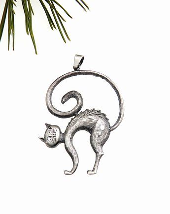 Zawieszka srebrna- Kot Teofil szary, VENUS GALERIA