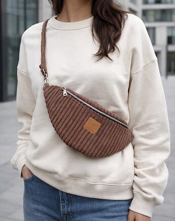 Sztruksowa brązowa nerka basic, sabi tatka