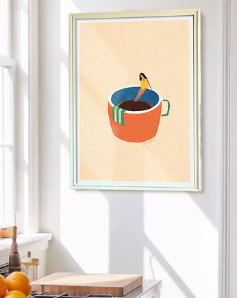 Plakat pierwszy łyk espresso - kawa, minimalmill