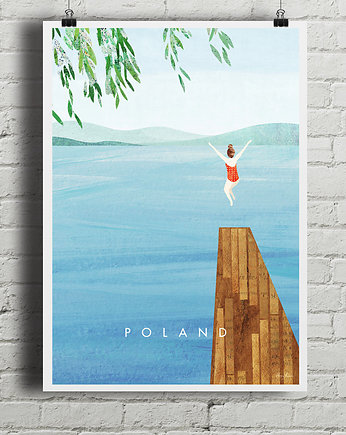 Polska - lato nad jeziorem - plakat art giclee, minimalmill
