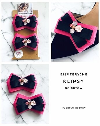 Biżuteryjne  Klipsy do butów NEW, Pudrowy Różowy