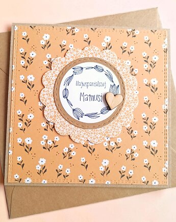 Dla Mamy : kartka handmade : miodowa, kaktusia