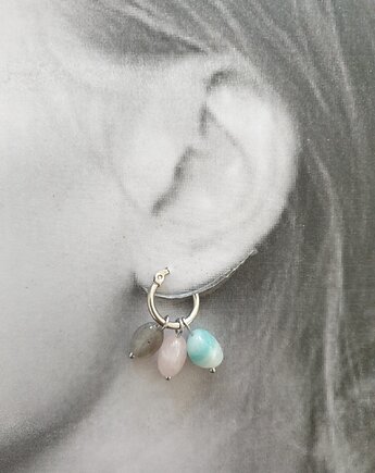 Kolczyki TRIO kwarc różowy, labradoryt, amazonit, modesign