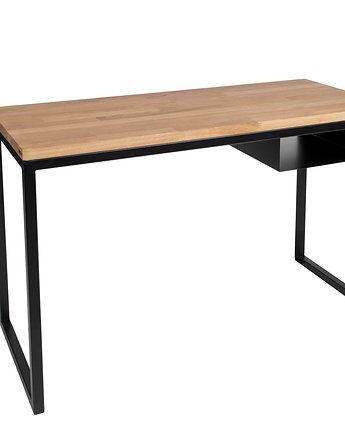 Biurko industrialne loft stal drewno Fiemme czarne 120cm x 50cm dąb, HOGGA