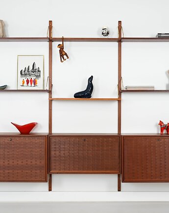 Regał systemowy tekowy, duński design, lata 60, designer: Poul Cadovius, Przetwory design