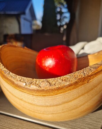 Miska z drzewa wiśni z brzegiem z kory, Fairytalewood