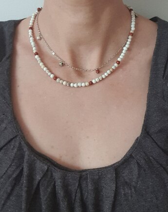 Naszyjnik choker ROOTS howlit, jaspis czerwony, jaspis dalmatyński