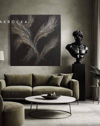 Modny obraz strukturalny DARKO ciemne barwy metaliczne, art and texture